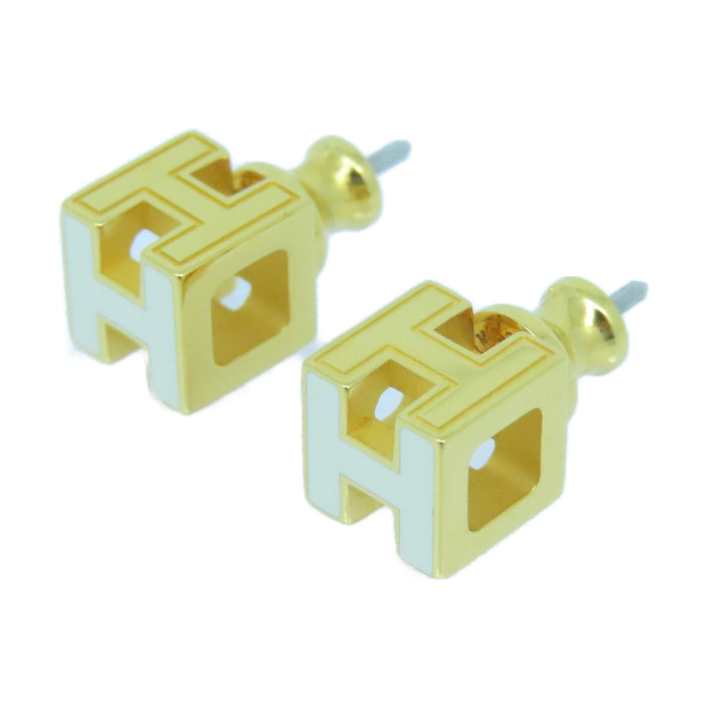 18K Cage D'H White Hermes Earrings