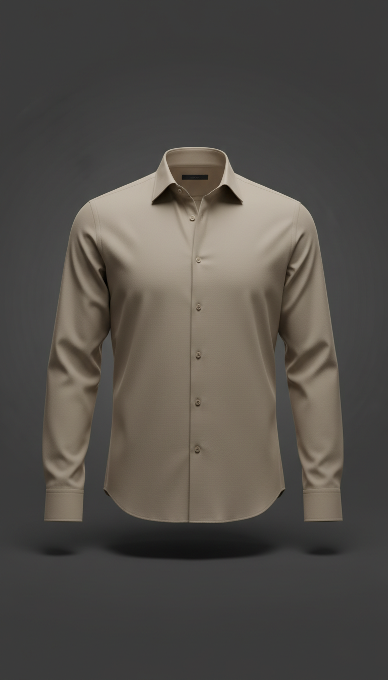 Stone Taupe Cotton Dress Shirt