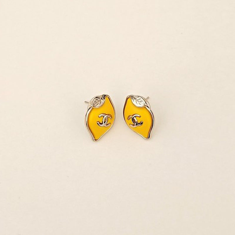18K  Chanel Yellow Leaf Gold Earrings