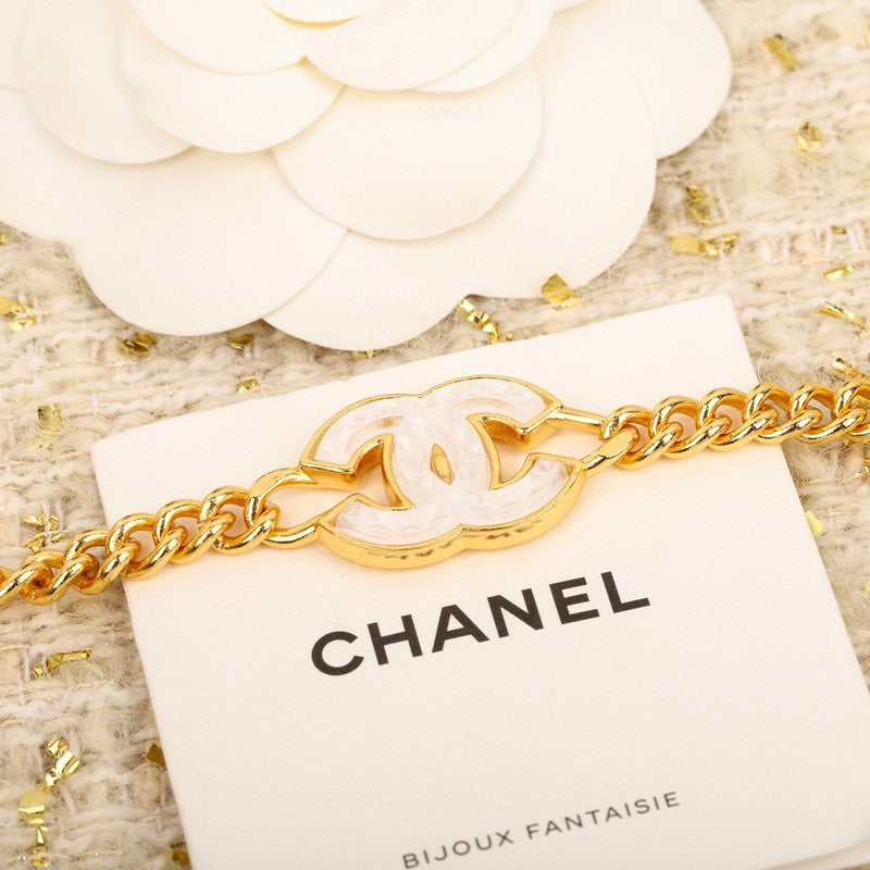 18K  Chanel White Logo Choker Necklace