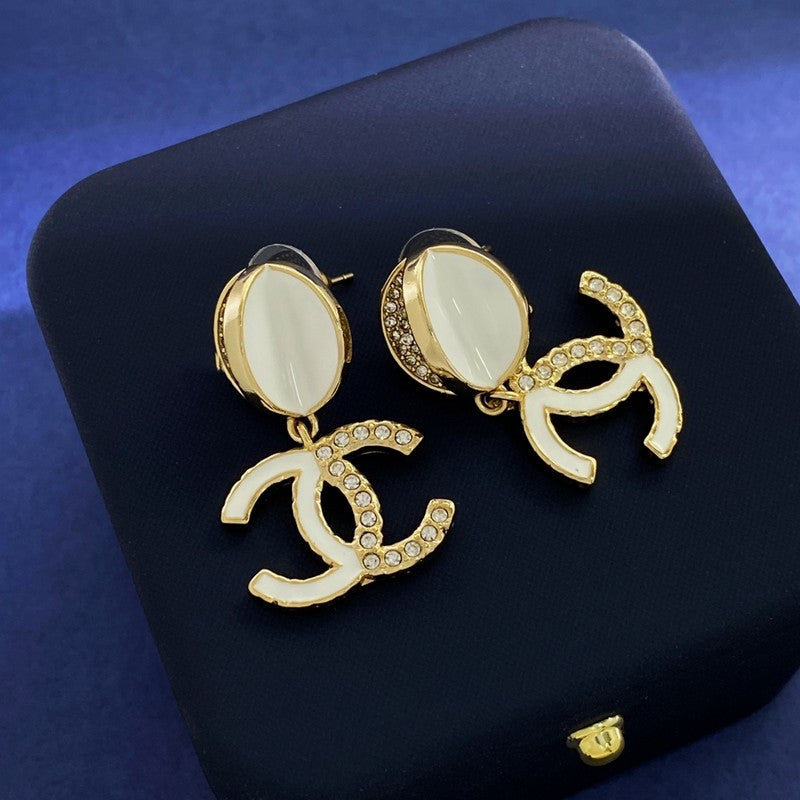 18K  Chanel Half Diamond Earrings