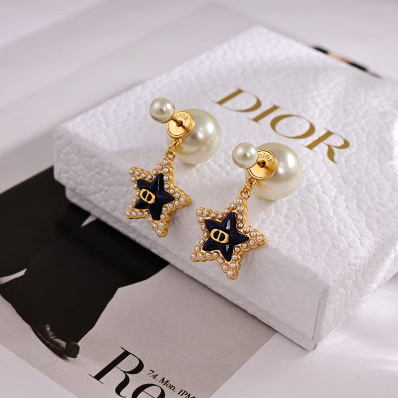 18K Dior Tribales Star Pearl Earrings