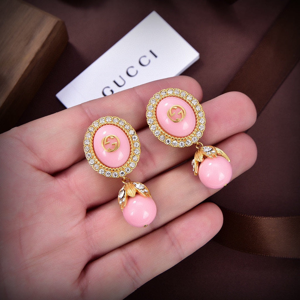 18K Double Gucci Pearl Earrings